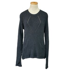 Lululemon Sweater Women's Medium Grey Knit Pullover Crew Neck Stretch Thumbholes